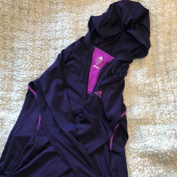 Adidas Climacool Athleisure Exercise Zip Up Purple Lightweight Jacket Medium - Picture 6 of 6